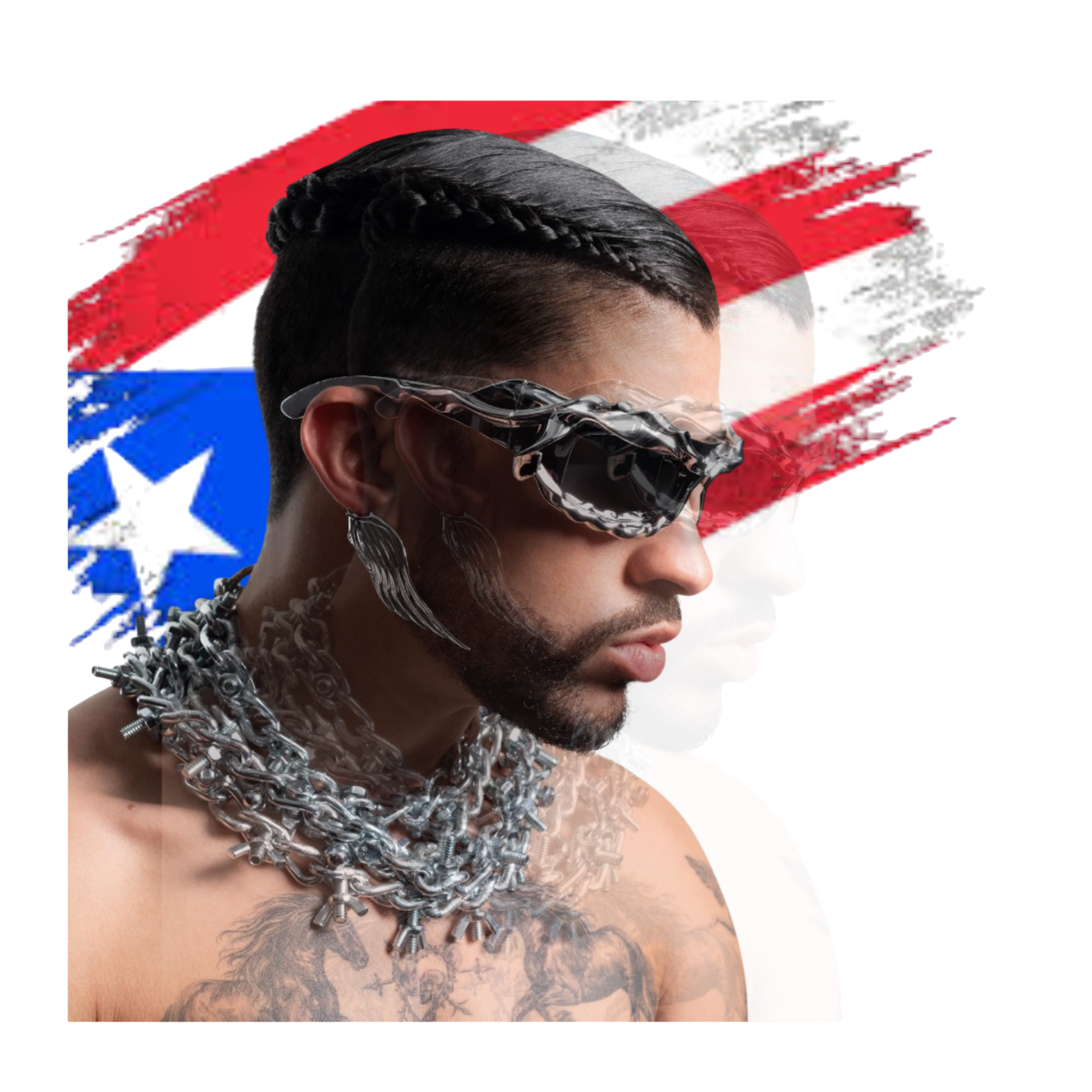 Bad Bunny Double Puerto Rico Flag