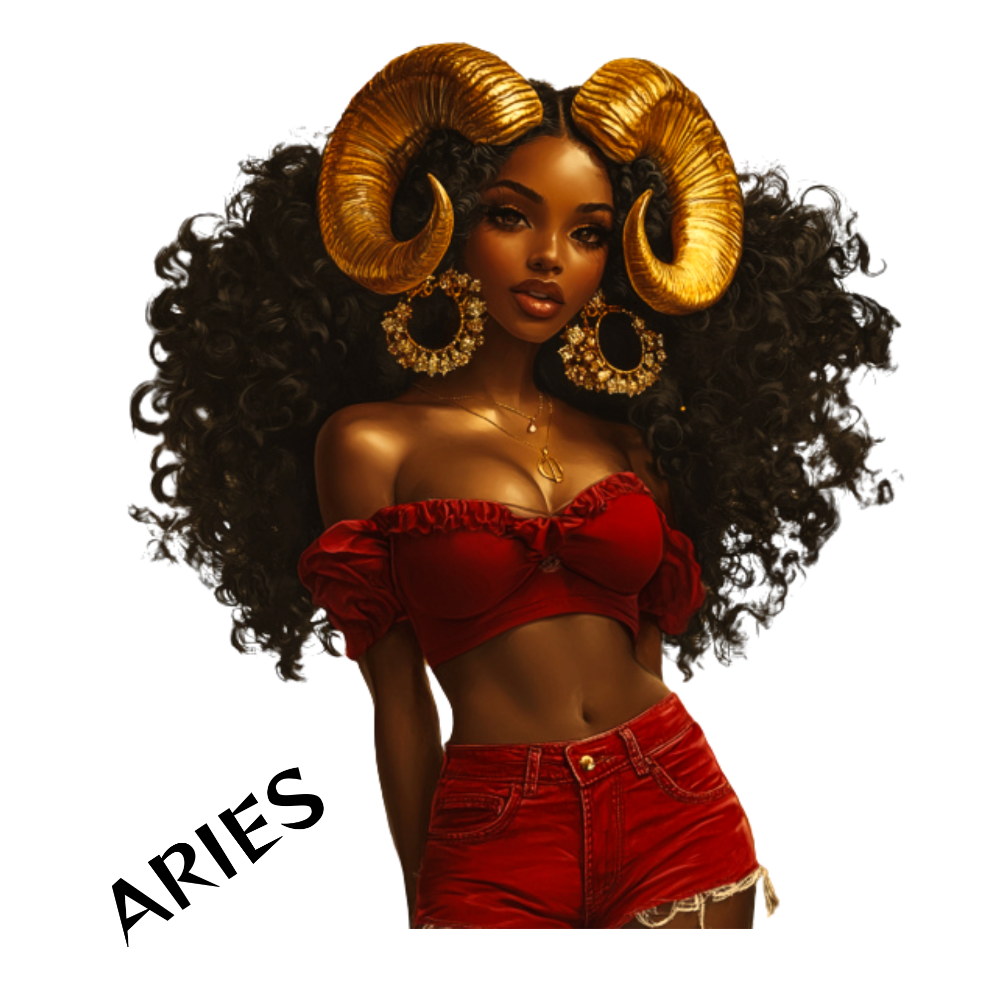Pretty Aries Girl With The Gold Horns
