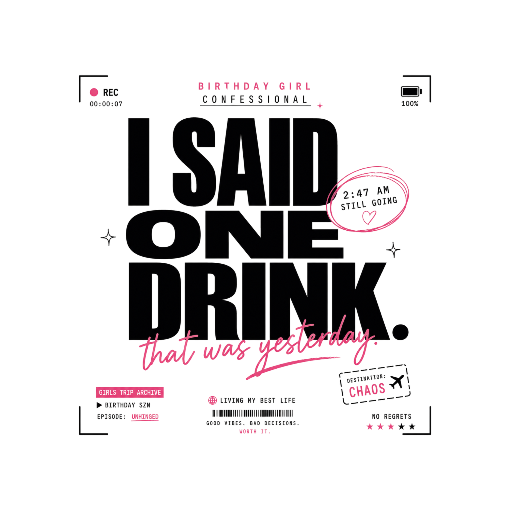 Birthday Confessional I Said One Drink